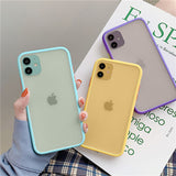 Mint Hybrid Simple Matte Bumper Phone Case For iPhone 12 11 11Pro Max XR XS Max 6S 8 7 Plus Shockproof Soft Silicone Clear Cover