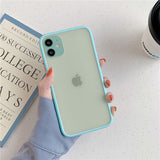 Mint Hybrid Simple Matte Bumper Phone Case For iPhone 12 11 11Pro Max XR XS Max 6S 8 7 Plus Shockproof Soft Silicone Clear Cover