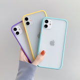 Mint Hybrid Simple Matte Bumper Phone Case For iPhone 12 11 11Pro Max XR XS Max 6S 8 7 Plus Shockproof Soft Silicone Clear Cover