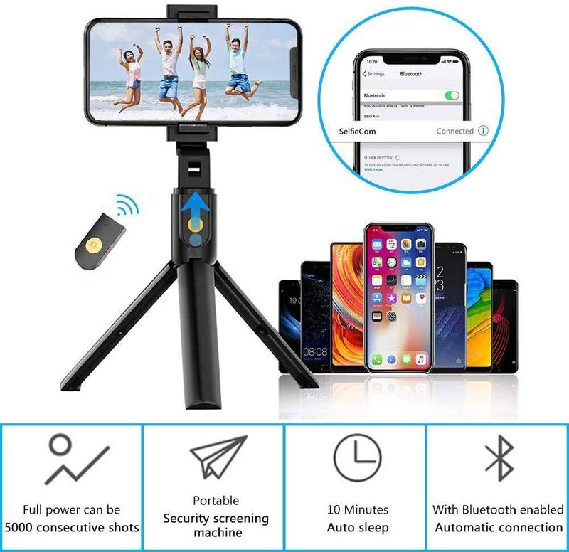 Extendable Selfie Stick Monopod Tripod +Wireless Remote Shutter For Cell Phone