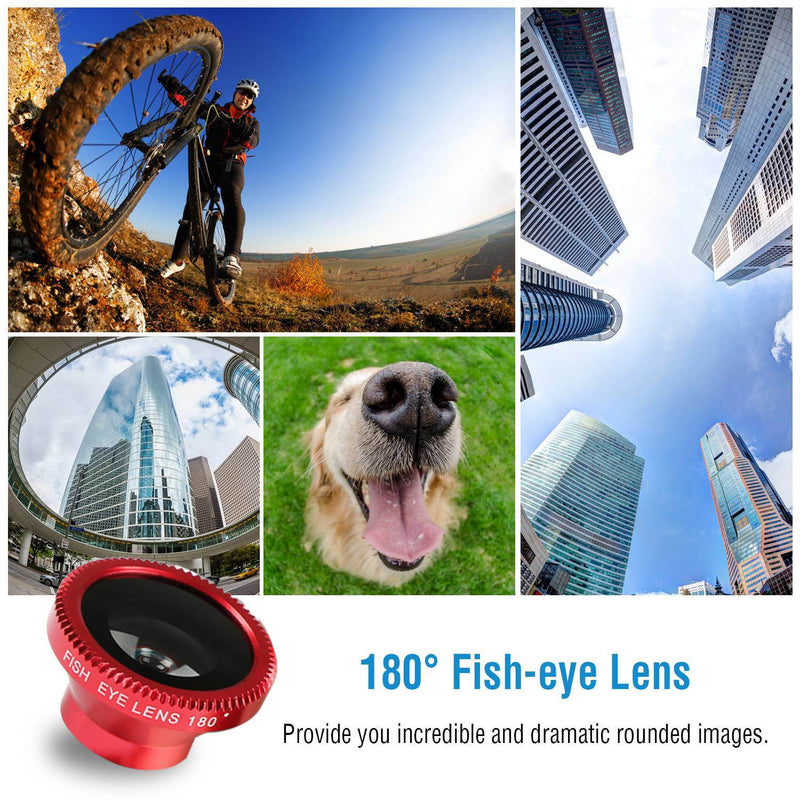 Phone Camera Lens Kit Magnetic 180°Fisheye Lens 0.67xWide Angle 10X Macro Lens