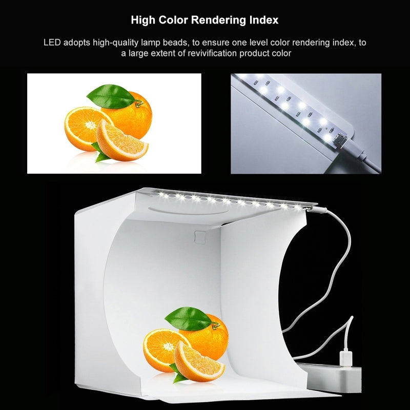 PULUZ 20cm Folding Portable 550LM Light Photo Lighting Studio Shooting Tent Box Kit with 6 Colors Backdrops (Black, White, Yellow, Red, Green, Blue), Unfold Size: 24cm x 23cm x 22cm