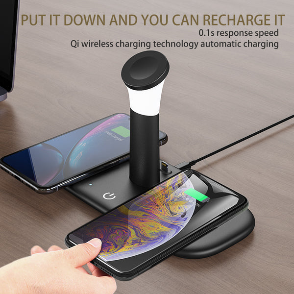 5 in 1 Wireless Charger Smart Lamp, Wireless Charging Station for iWatch S5/4/3/2/1 & AirPods 3/2/1 & Huawei P30/Mate 20 Pro & iPhone 11/XR/XS Max/Xs/X/8/8P