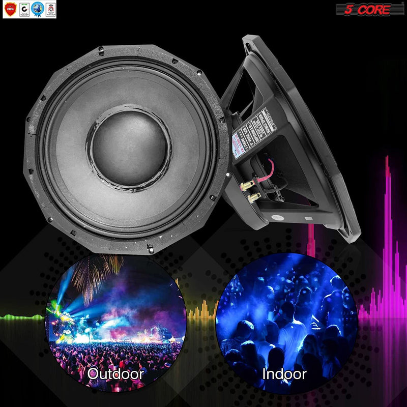18 inch Subwoofer Replacement PRO DJ Speaker Sub Woofer Loudspeaker Wide Full Range Loud Aluminium Body Wide Full Range 2500W PMPO 8 Ohms 5 Core Ratings FR 18280 02AL