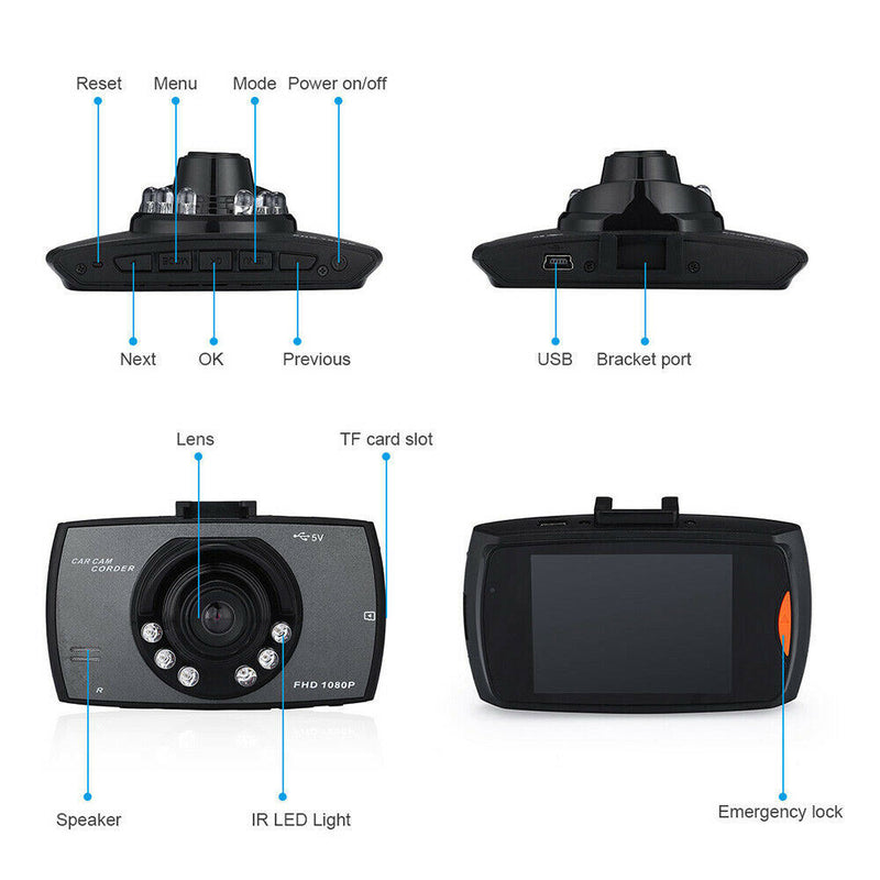 PolarLander 2.7 Car DVR Video Recorder Camera Vehicle Traveling Data  Recorder G-Sensor High Resolution Camera with Super Night Vision Black