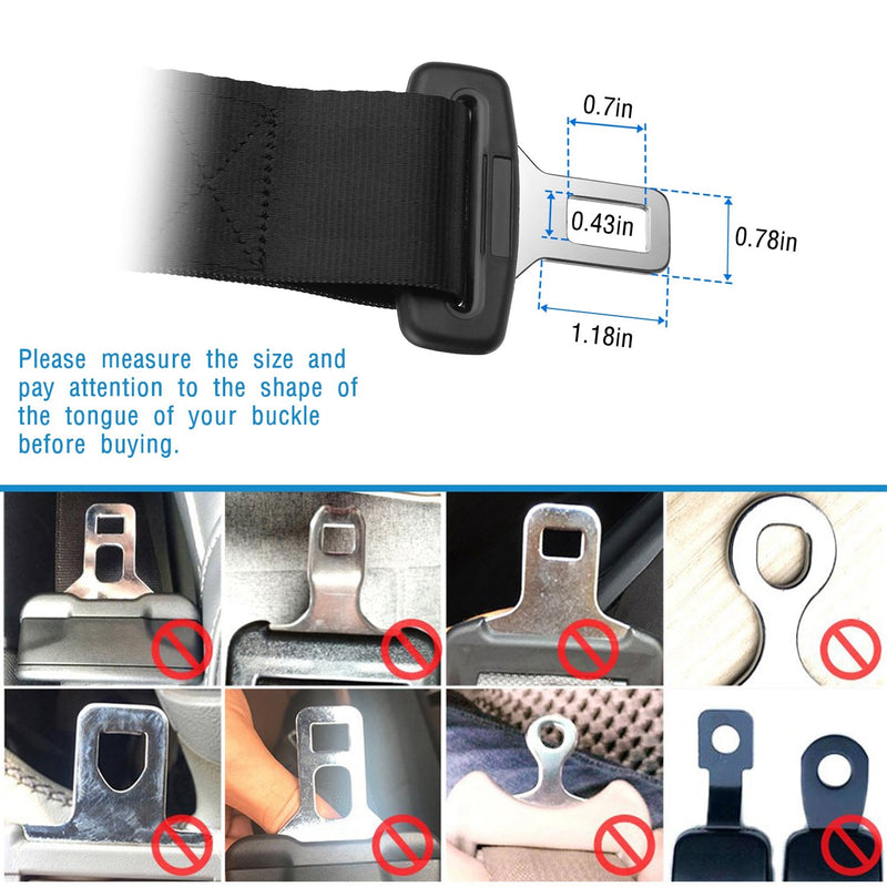 2Pcs Car Seat Belt Extender 14.37in Buckle Tongue Webbing Extension Safety Belt