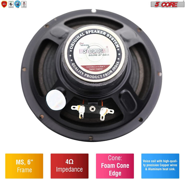 6.5 inch Car Subwoofer Replacement DJ Speaker Sub Woofer Loudspeaker Wide Range Loud 5 Core WF 672