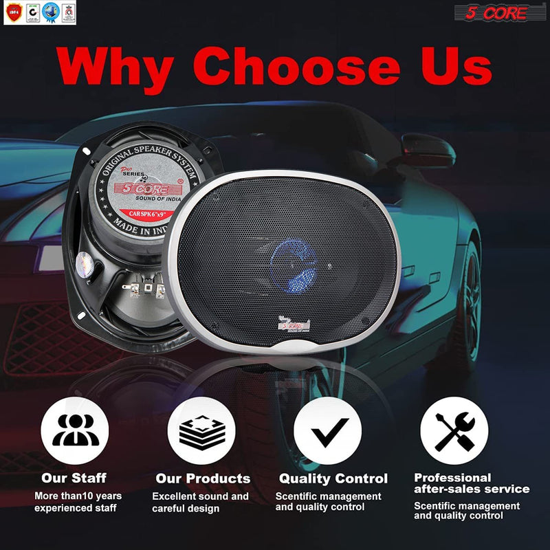 Car Speaker Coaxial 3 Way 6X9 Sold in Pair 800 Watts PMPO Full Range Speakers for Car Audio Premium Quality 5 Core CS6922