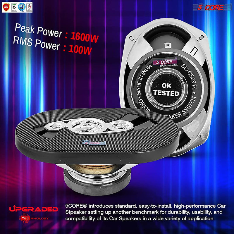 6" x 9" Car Speaker Coaxial 3 Way 6X9 Pair 900 Watts PMPO Speakers 5 Core Pair Free Priority Shipping (CS-69-74)