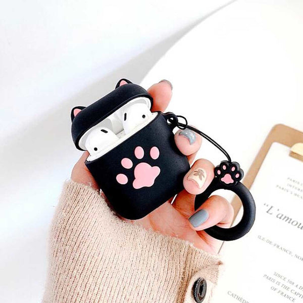Black Cartoon Cat Claw Silicone Protective Case for Wireless Headphones Cute Bluetooth Wireless Earbuds Headphones Case