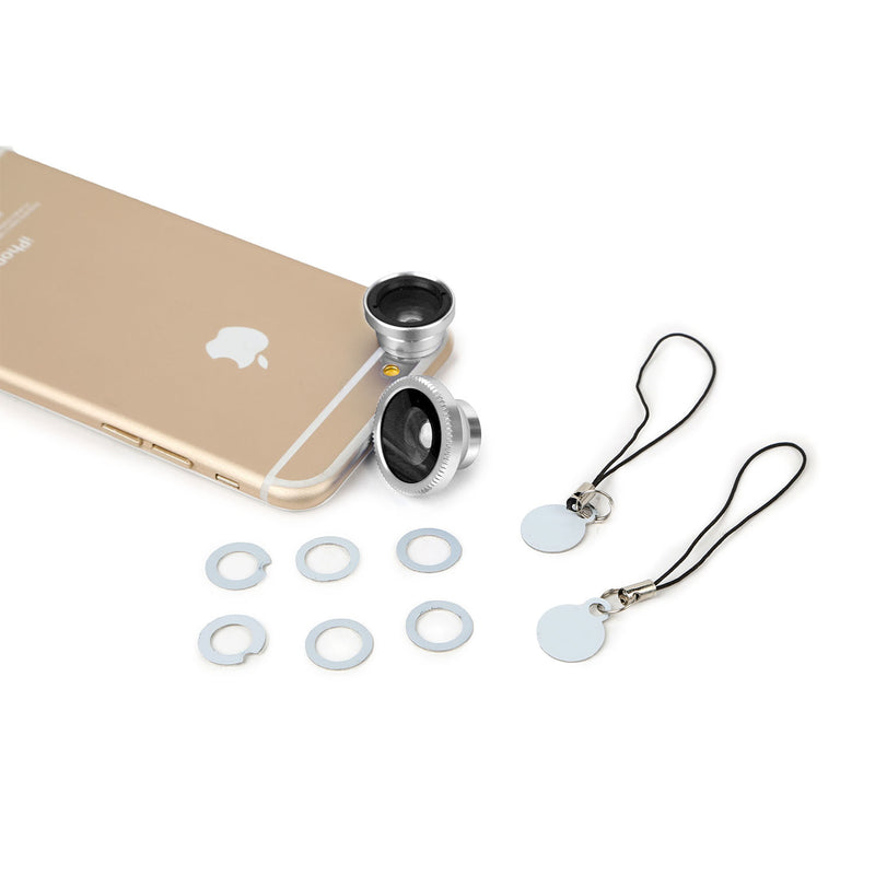 Phone Camera Lens Kit Magnetic 180°Fisheye Lens 0.67xWide Angle 10X Macro Lens