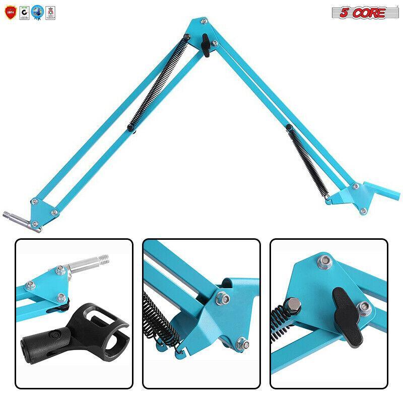 Microphone Stand Suspension Boom Scissor Arm Upgraded Studio Microphone Mic Holder Mike Stand Clamp 5 Core MS ARM (White)