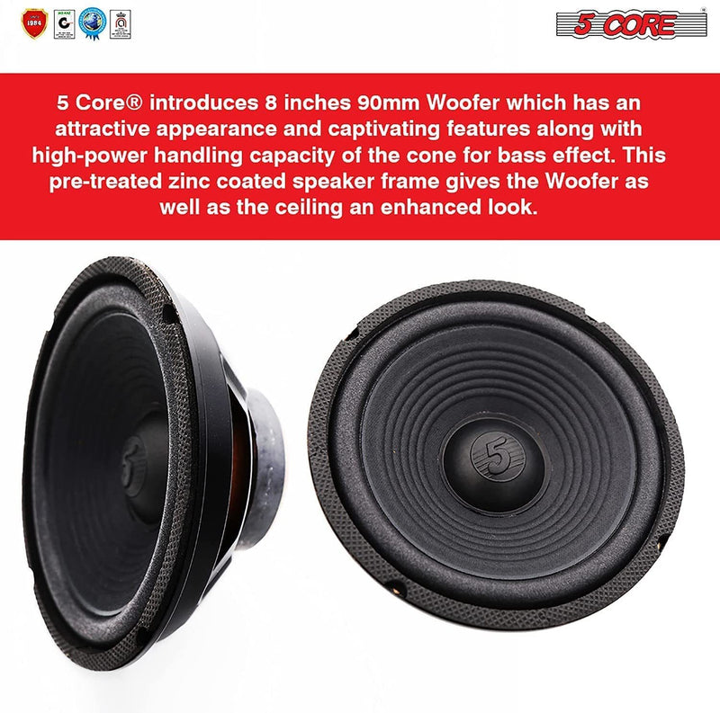 8 inch Subwoofer Replacement DJ Speaker Sub Woofer Loudspeaker Wide Range Loud 5 Core WF 8"-890 Ratings (1 Piece)