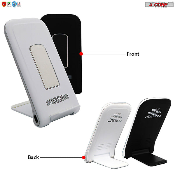 Dock Stand Charger Wireless Black & White 1 Pair Qi 15W Wire Less Fast Charger Pad Stand Quick Charging 5 Core CDKW03