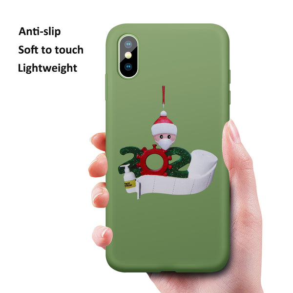 HEKIWAY iPhone X Case,iPhone Xs Case, Liquid Silicone Gel Rubber Full Body Protection Shockproof Case with Personalized Quarantine 2020 Christmas Ornament for iPhone Xs/iPhone X 5.8 inch