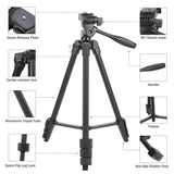 Portable Tripod with Phone Clip and Bluetooth Remote Black--YS