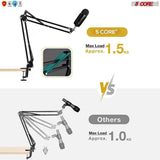 Microphone Stand Suspension Boom Scissor Arm Upgraded Studio Microphone Mic Holder Mike Stand Clamp 5 Core MS ARM (White)