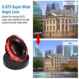 Phone Camera Lens Kit Magnetic 180°Fisheye Lens 0.67xWide Angle 10X Macro Lens